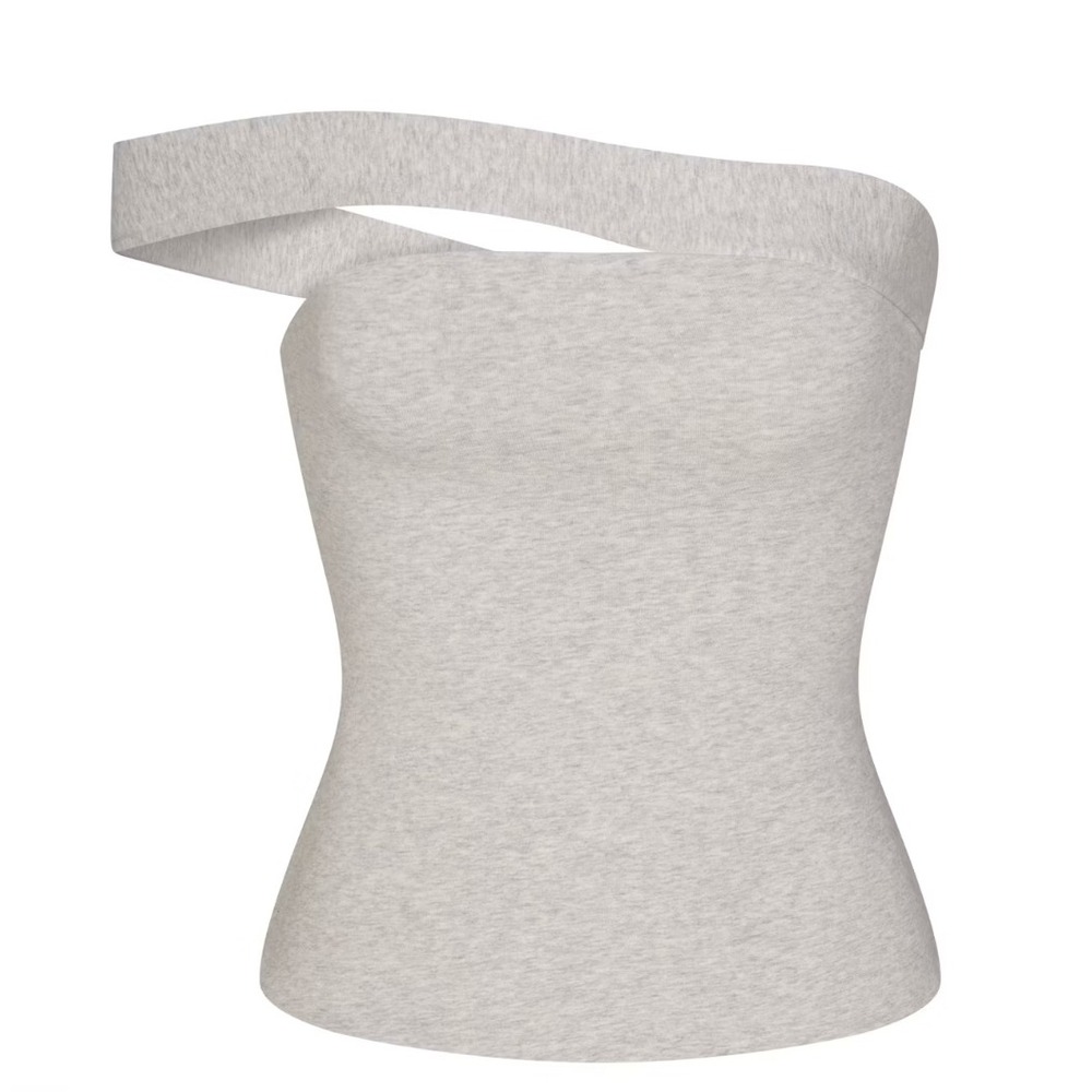 Skims Cotton Jersey Asymmetrical Top Navy Blue TP-TOP-11287W XS